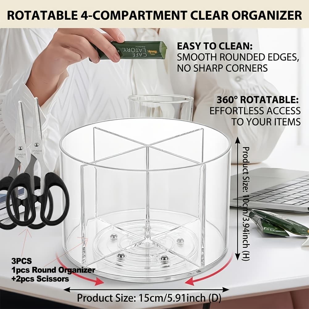 TEMU Rotating Organizer, Clear Lazy Susan Turntable For Powder , Water , Water Flavor , Divided Drink Organizer
