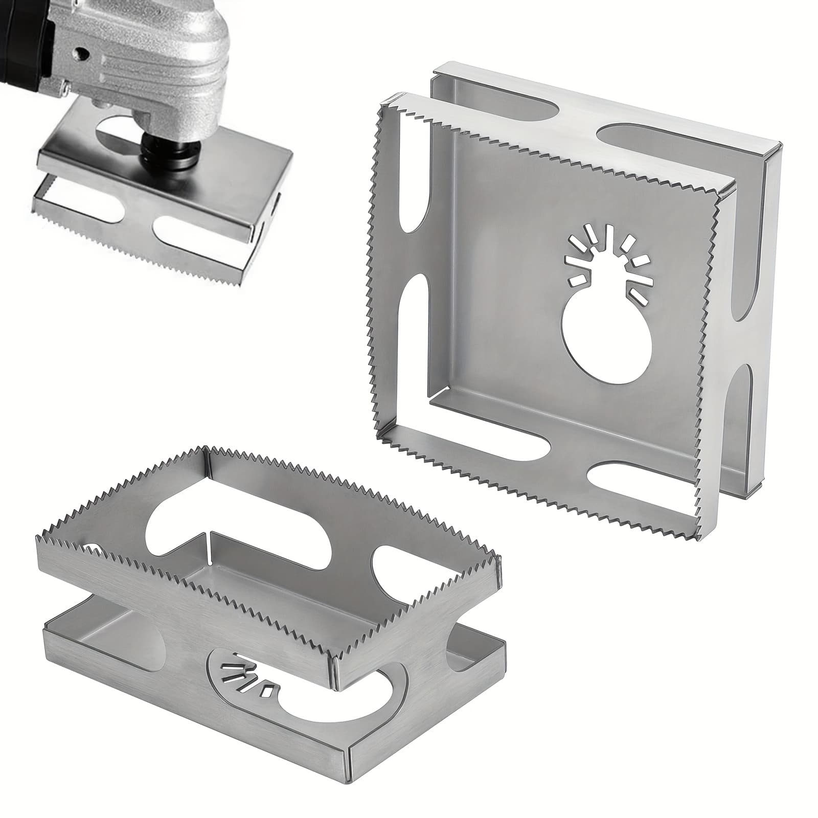 TEMU 2pcs Woodworking Square Slot Cutter, Stainless Steel Drywall Outlet Cutter Hole Opening, Electrical Box Cutter For And Drywall-set