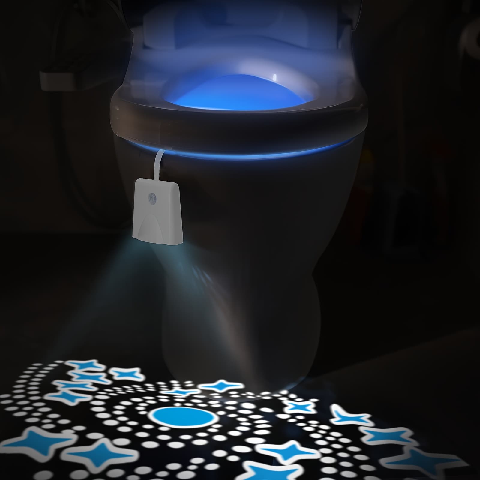 TEMU Toilet Nights Lights 16 Color Changing, Motion Sensor Activated Led Projection Nightlight Usb Rechargeable Toilet Bowl Light Cool Gadgets For Bathroom Decor