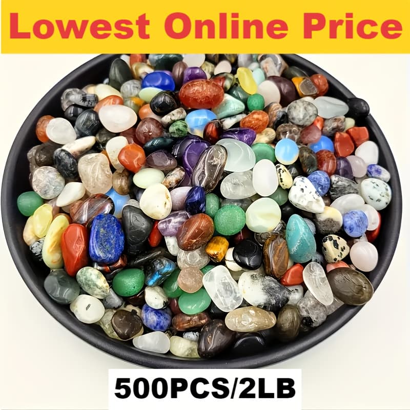TEMU 250pcs/500pcs Mixed Stones Set - Multi-specification , For Jewelry Making, And Mineral Stones, Garden Decorations, Fish Tank Accessories, Horticultural Plant Eco-decorations, Bestsellers