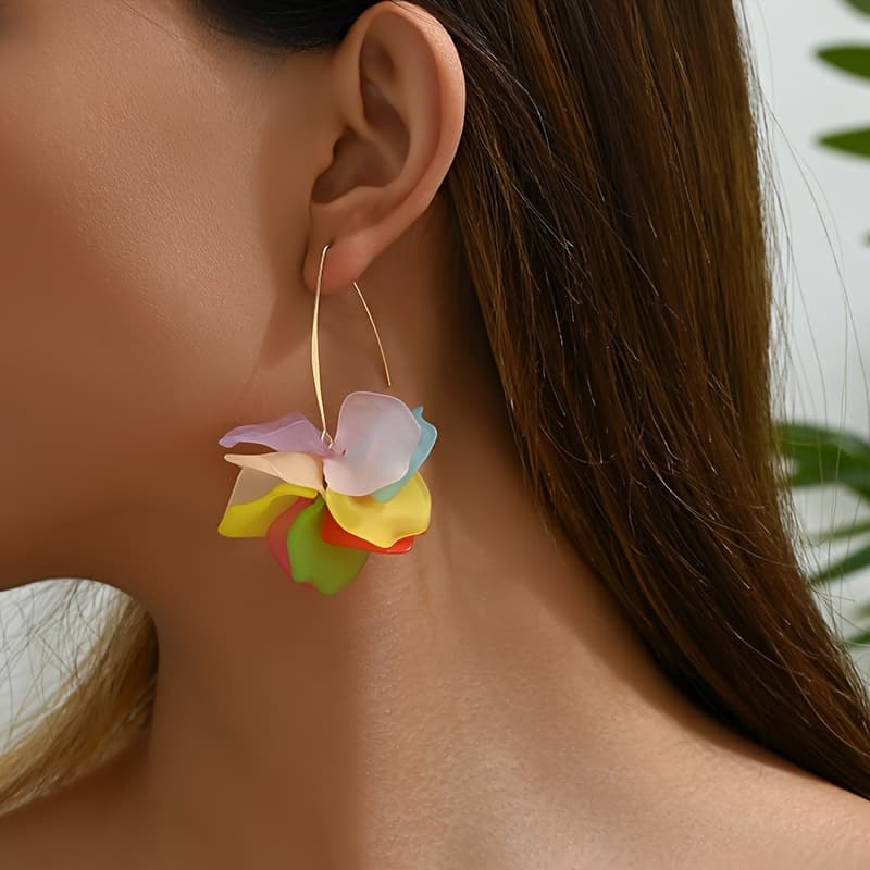 TEMU Cute 3d Candy-colored Petal Earrings For Women (random Color)