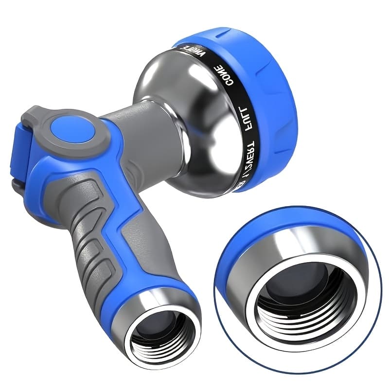 TEMU Garden Hose Nozzle Heavy Duty - Features 10 Spray Patterns, Thumb Control On Off Valve Hose Sprayer Nozzle For Control - Outdoor Water Hose Nozzle Head Attachment