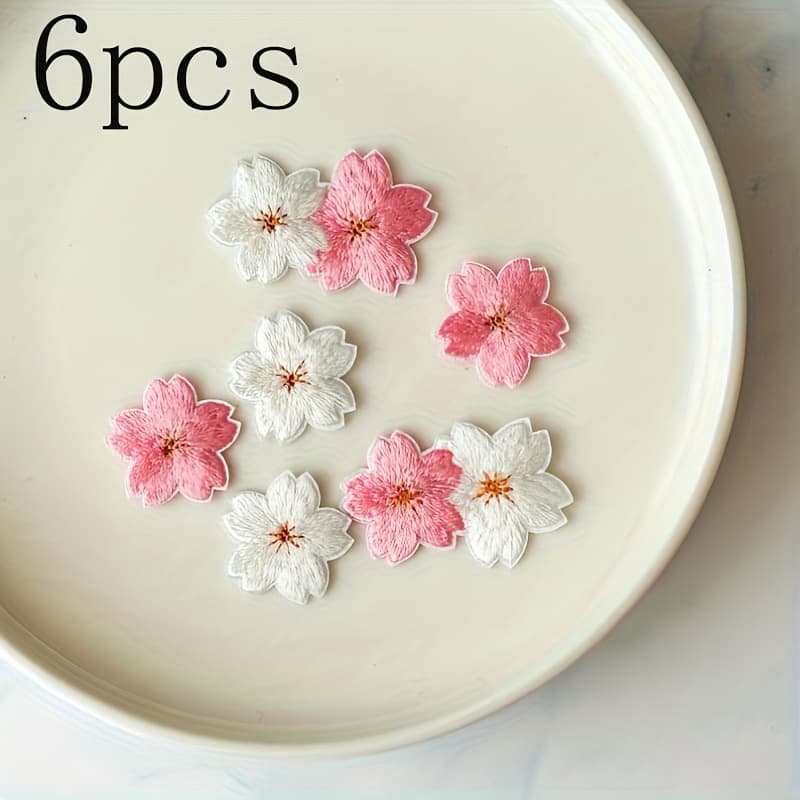 TEMU 6pcs Cherry Fabric Patches, Iron-on Repair Patches, Embroidery Flower Patches For Diy Decals. Diy Handmade Journal Accessories And . Applicable To , Coats, Shoes And Bags