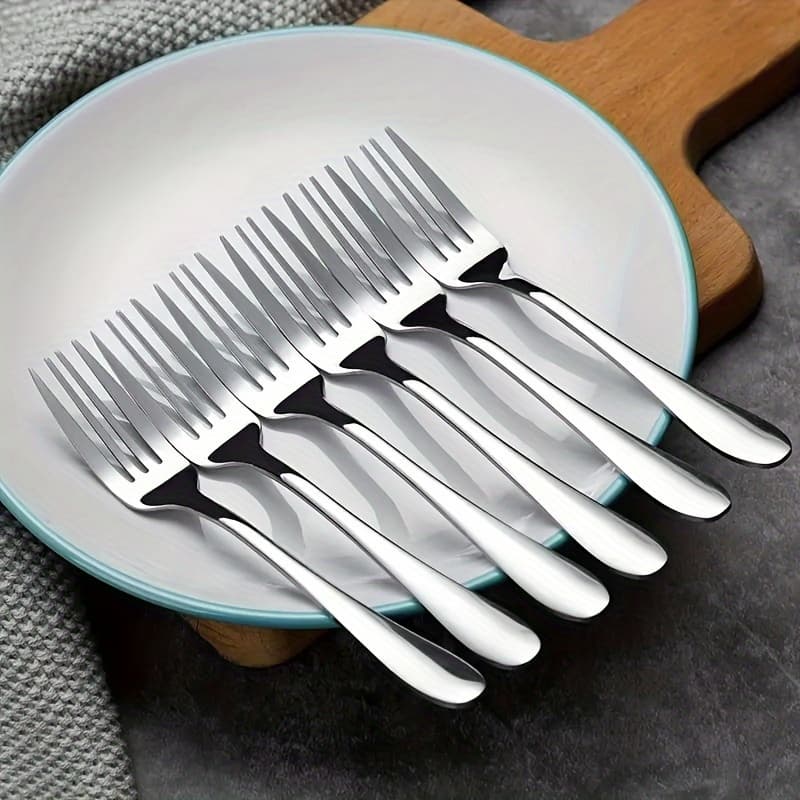 TEMU Stainless Steel Dinner Forks, Silvery, 6pcs Set, For Kitchen/dining Room/restaurant,