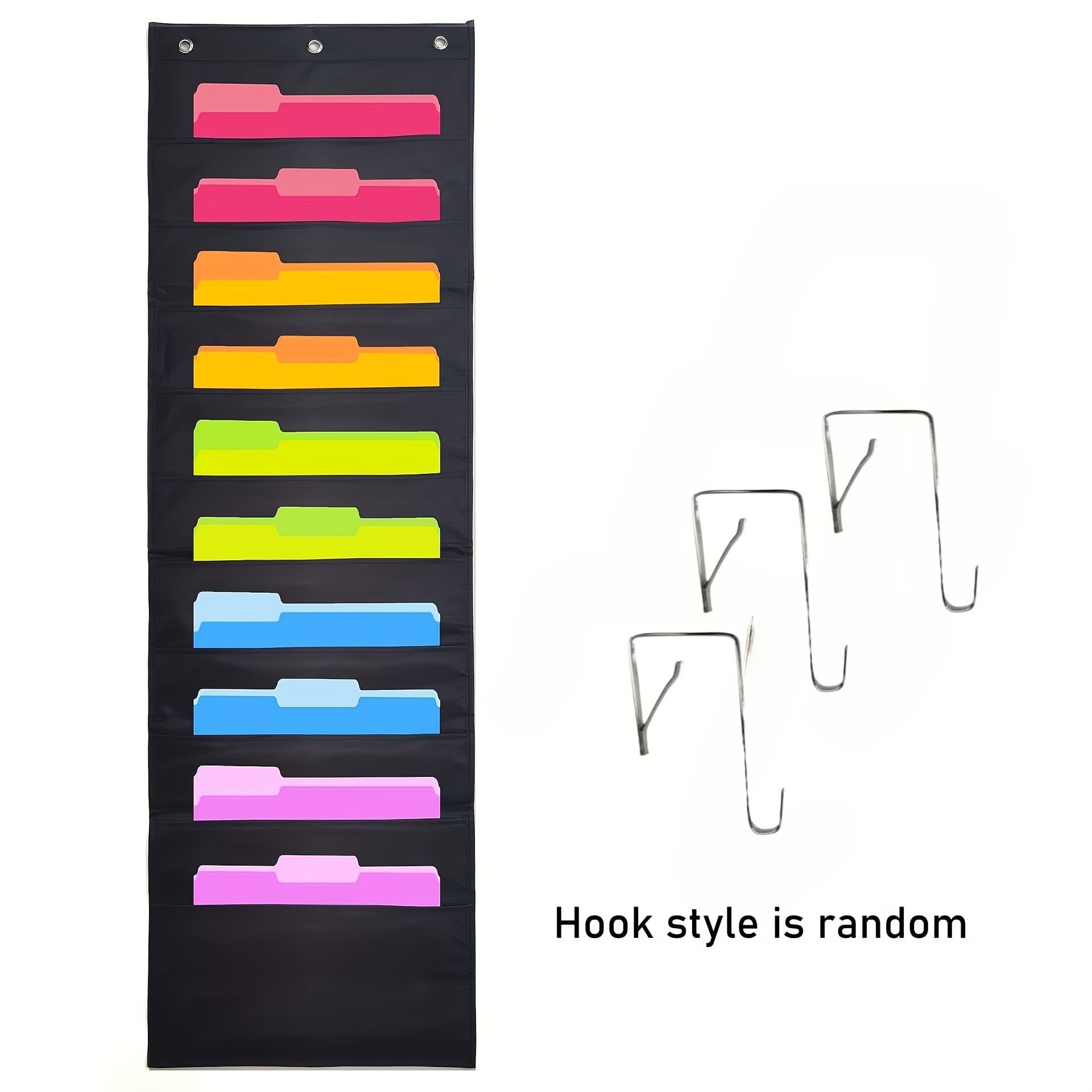 TEMU 5-pocket/10-pocket Wall Hanging Organizer For Office And School Hook Random - File Folder Storage Pouch, Document Holder, Desk Organizer (2 Sizes, Space Saver)
