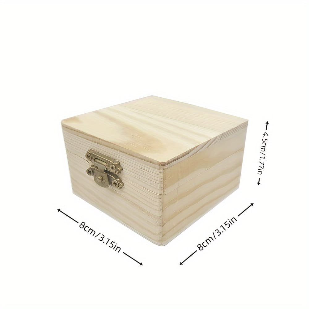 TEMU Wooden Box Storage Box Plain Wood With Lid Multifunction Square Hinged Craft Gift Boxes For Storage Decoration