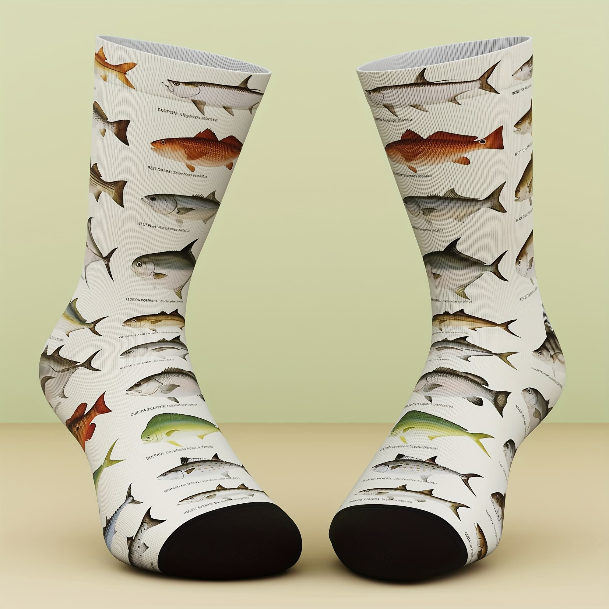 TEMU A Pair Of Unisex Socks With Interesting Fish Patterns, Fresh And Bright, Stylish And Comfortable, Suitable For All , 3d Digital Printing , Machine Washable, A Sock Gift