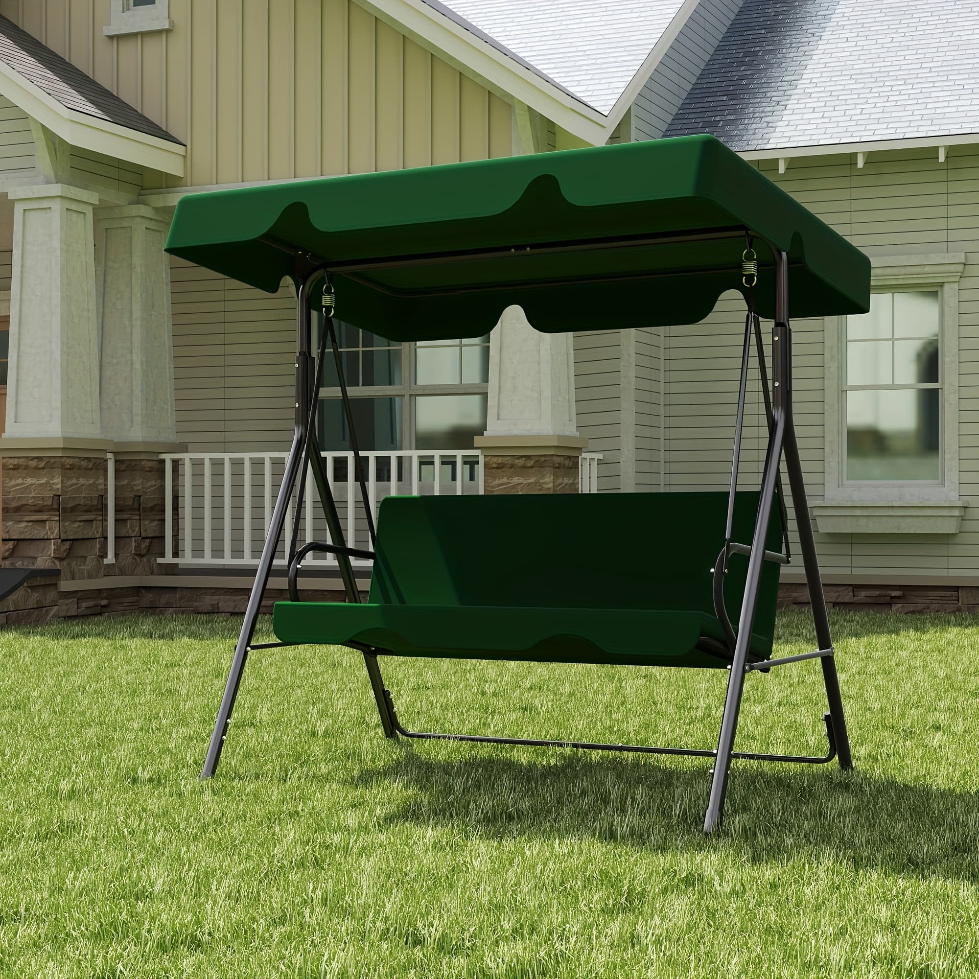 TEMU Outdoor Swing For Adults, Covered With Canopy, With Heavy Duty Stand & Adjustable Bracket, Perfect For Backyard, Garden Or Lawn, Patio Swing Set