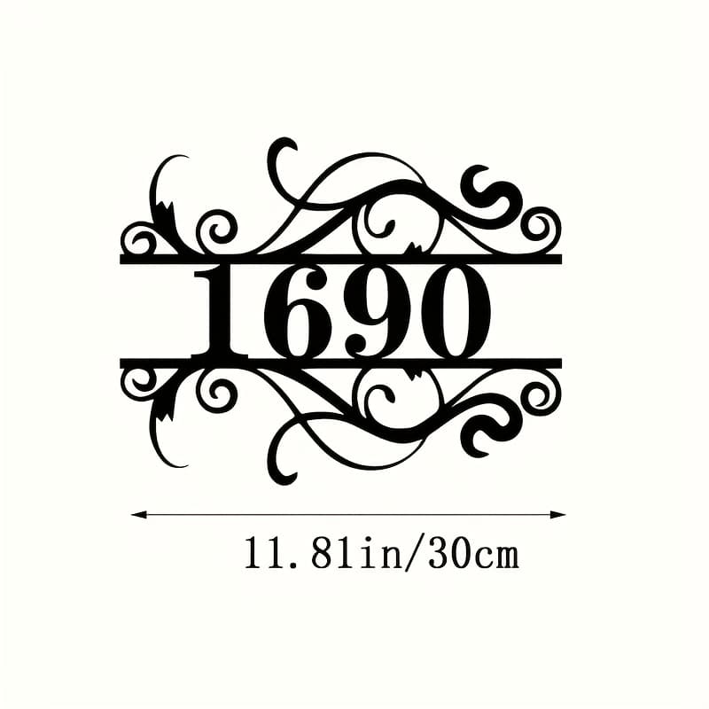TEMU Custom Number Plaque - Baroque Swirl Address Sign With Name/number, Durable Outdoor Suitable For For, Garden, Door, Wall Decoration, Battery-free Suitable For Outdoor Signage, House Number Plate