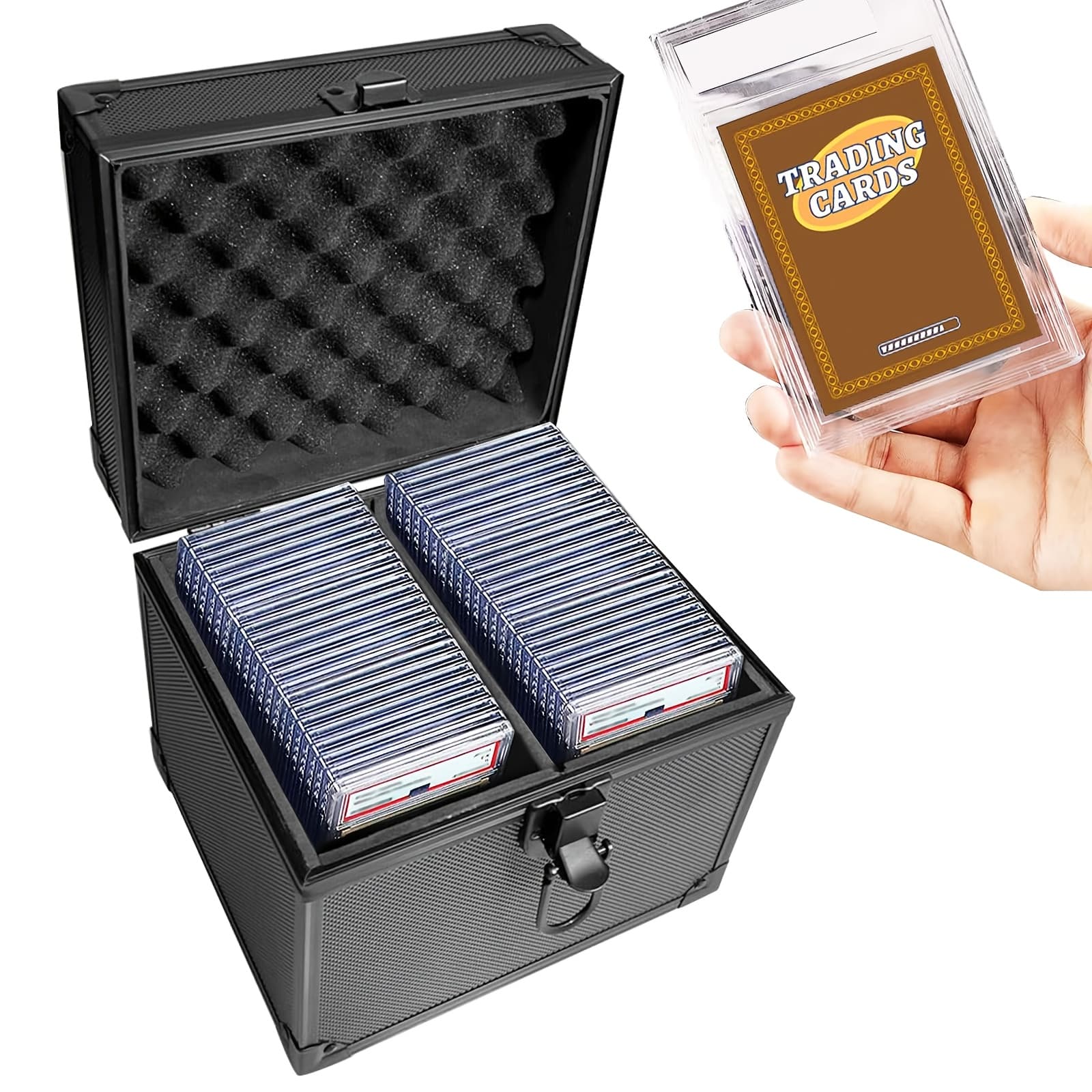TEMU Graded Card Slab Storage Box Fits 44 Psa/bgs/fgs/sgc - Top Card Holder Case Collector Box For Sport Card Holder Fits Slabs/sleeved Cards (double Slot)