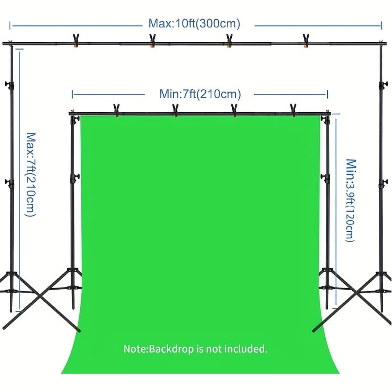 TEMU 10x7 Feet/2.1mx3m Adjustable Background Stand, Comes With 4 Clips, Portable With A Telescopic Bag, Suitable For Conferences, , Parties, Weddings