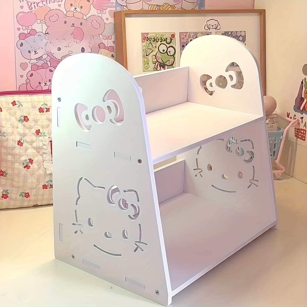 TEMU Desktop Organizer Rack Hello Kitty Room Decor Countertop Storage, Utility Racks