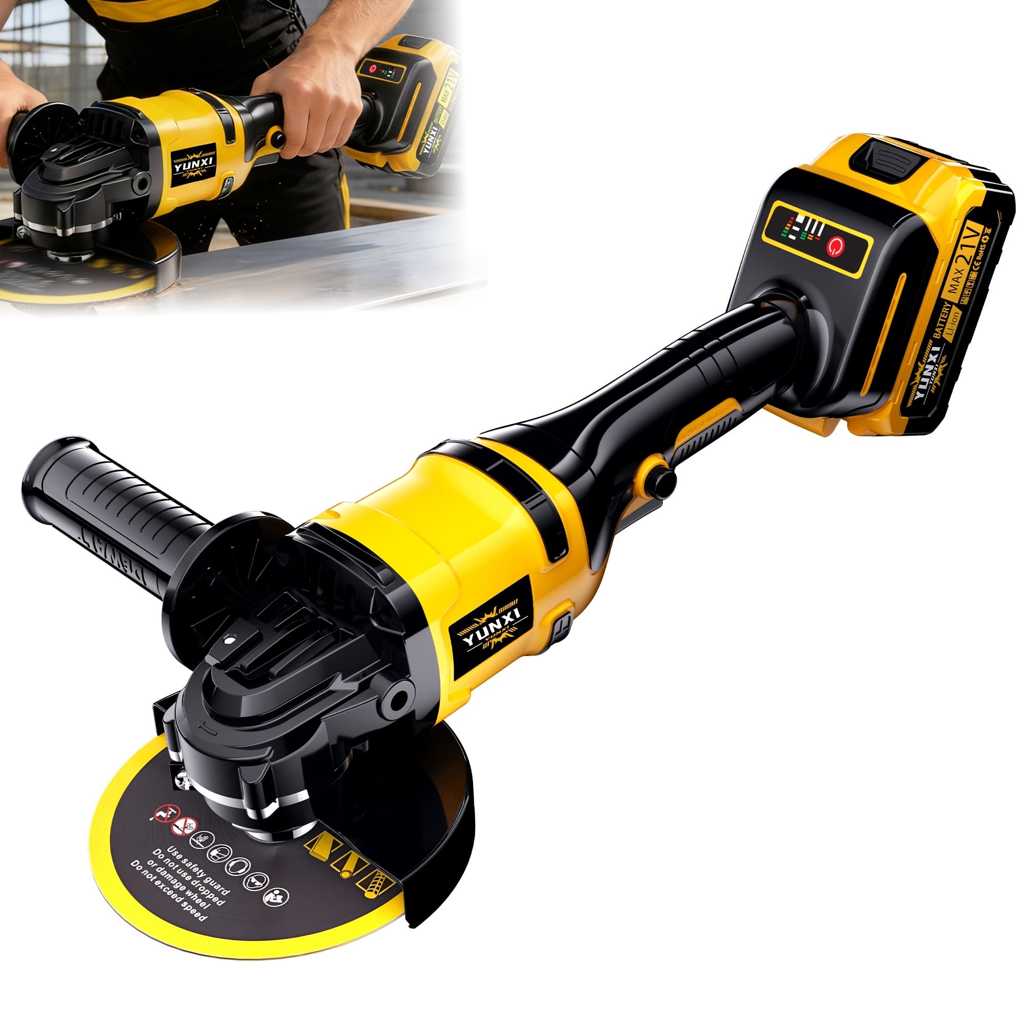 TEMU 2026 Cordless Angle Grinder, Lightweight Handheld Power Tool, Ergonomic Grip, Multifunctional For Wood Metal Polishing, Ideal For Home Decoration & Diy