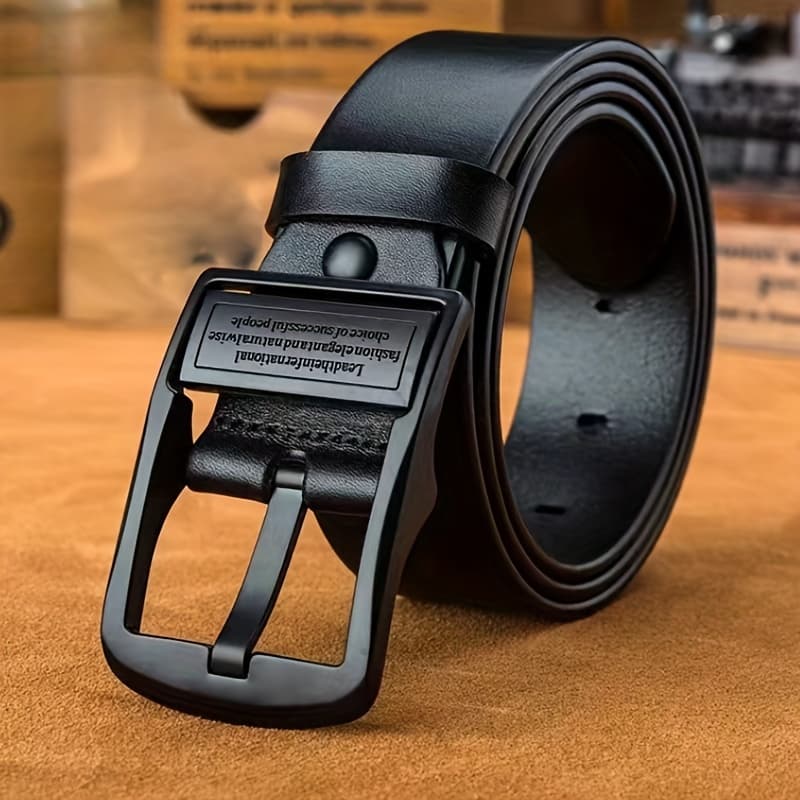 TEMU Men's Belt, Black Buckle - Adjustable Vintage Reversible Design, Durable , Suitable For Business And Casual Occasions, Business Casual Belt | Classic Belt Design | Durable Belt thumbnail 2