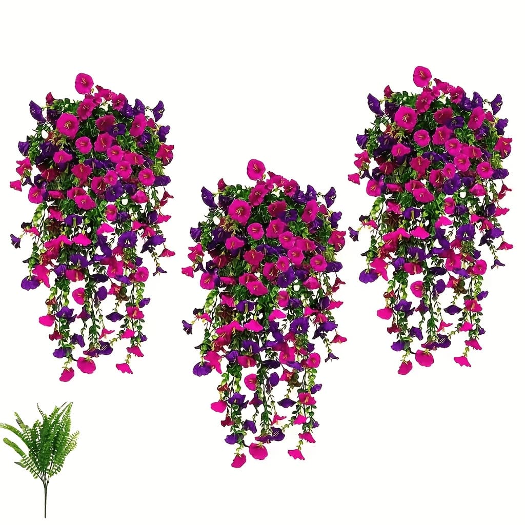 TEMU 3 Hanging Flowers, Mixed With Textile And Eucalyptus Leaves, Uv-resistant, True Artificial Plants, Suitable For Outdoor Home, Office And Garden Decoration On , For Thanksgiving, Christmas,