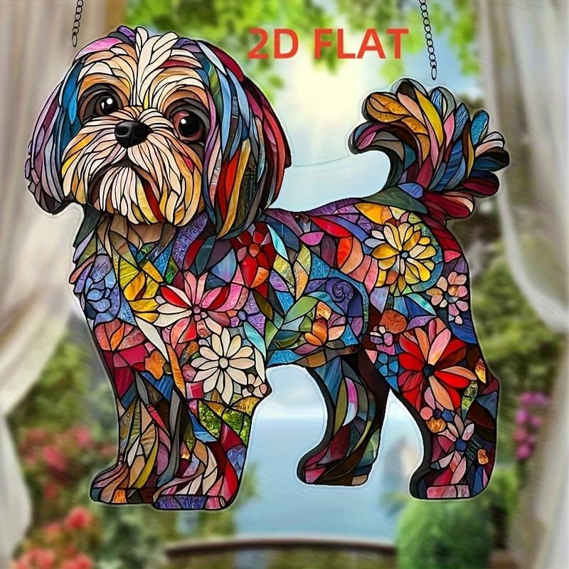 TEMU 2d Flat, Shih Tzu Acrylic Light - Perfect For Dog Lovers, Window And Wall Decoration, Ideal For Gardens, , Bedrooms, Offices, And Outdoor Spaces, 2d Flat