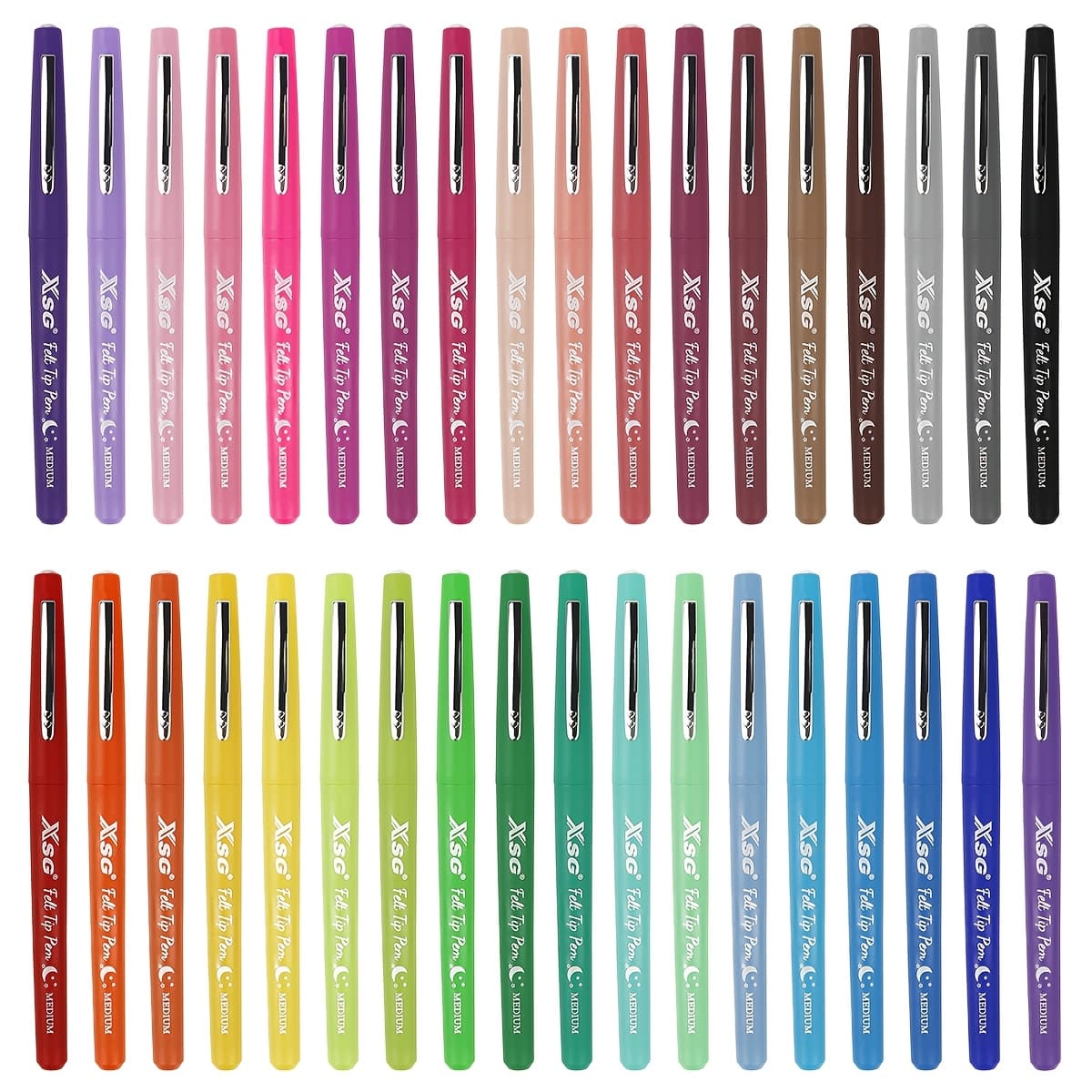 TEMU 36 Colors Water Based Felt-tip Pens Set, 0.35mm Tip, Smooth Ink Output, Water Based Paint, Non Fading, Quick Drying, Perfect Gift For Of , Birthday Gift