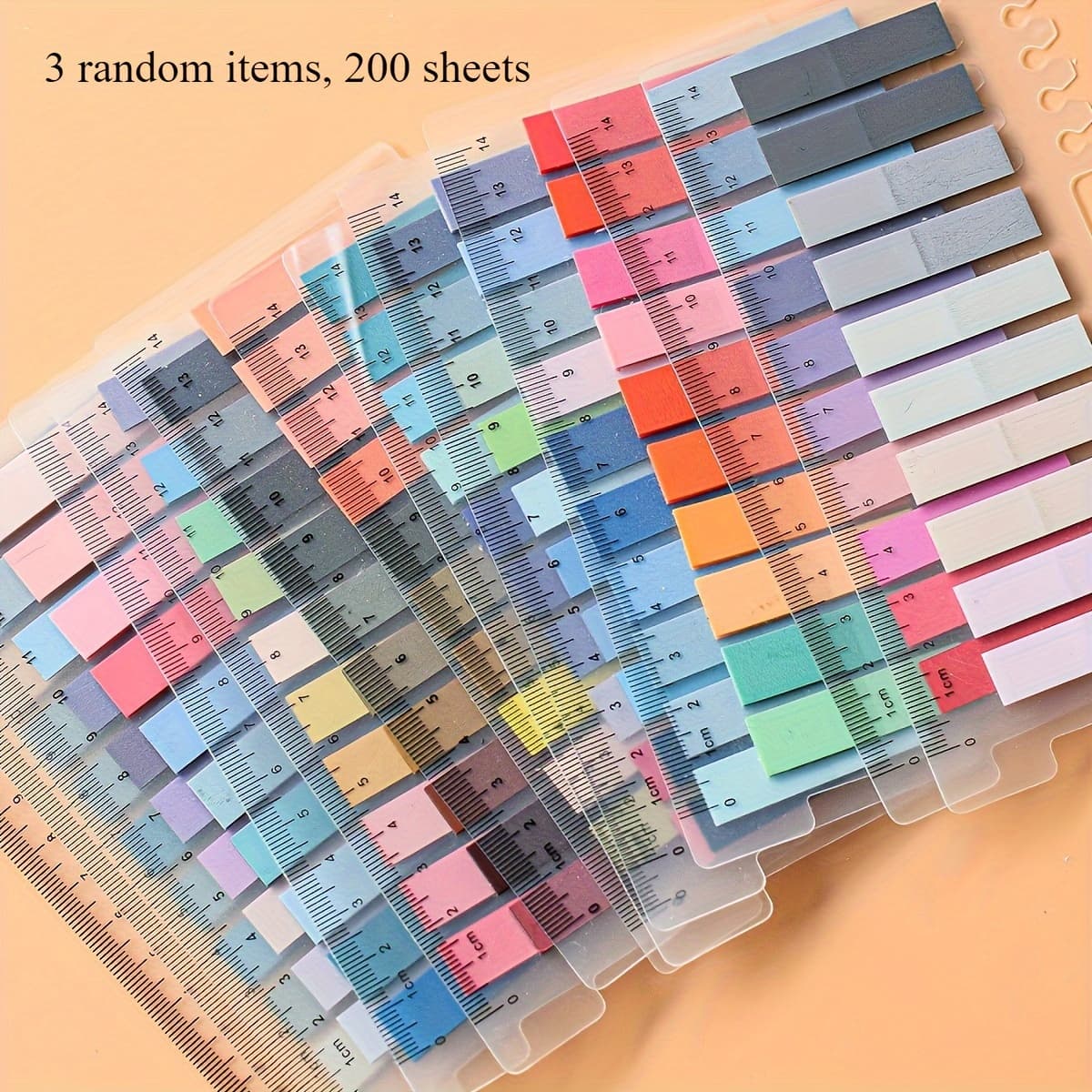TEMU 600-pack Semi-transparent Pet Sticky Notes With Ruler Edge - Oblong & Shapes, Reusable Morandi Color Index Tabs For Office And School Stationery, Random Style