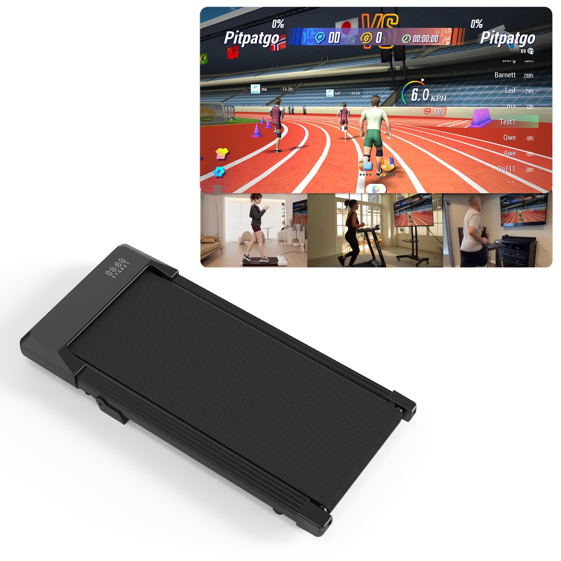 TEMU 1 Superun Walking Pad | Under Desk Treadmill, 3 In 1 Portable Treadmill With Remote Control Led Display, Aluminum Alloy, 110v-120v Power Supply, Without Battery