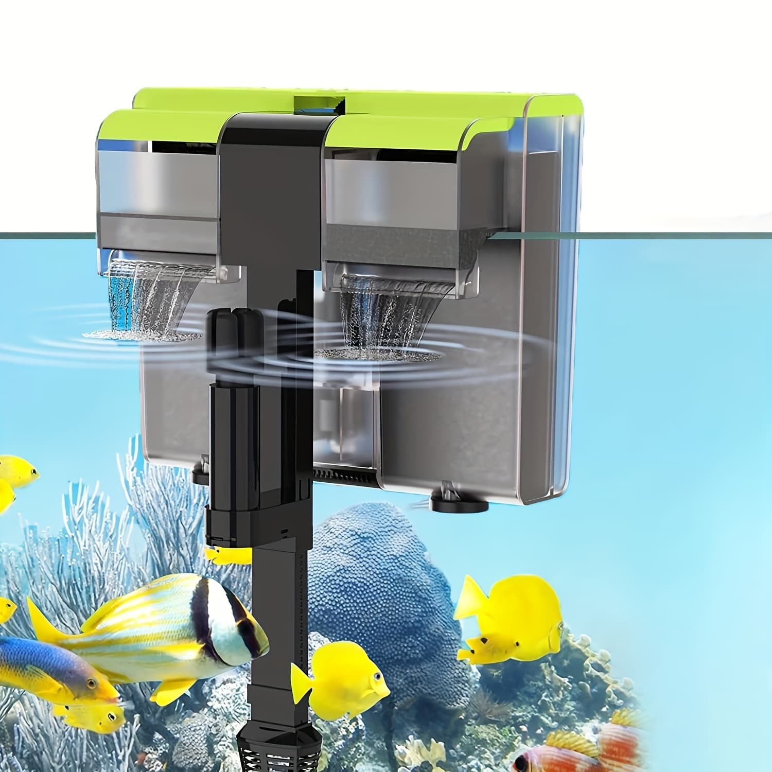 TEMU Aquarium Filter, Hang On Back Multi-filtration Sterilization Fish Tank Filter With Surface Skimmer, 10-45 Gallon 167gph Fish Tank Filters Suitable For Fresh And Salt Water, Without Battery