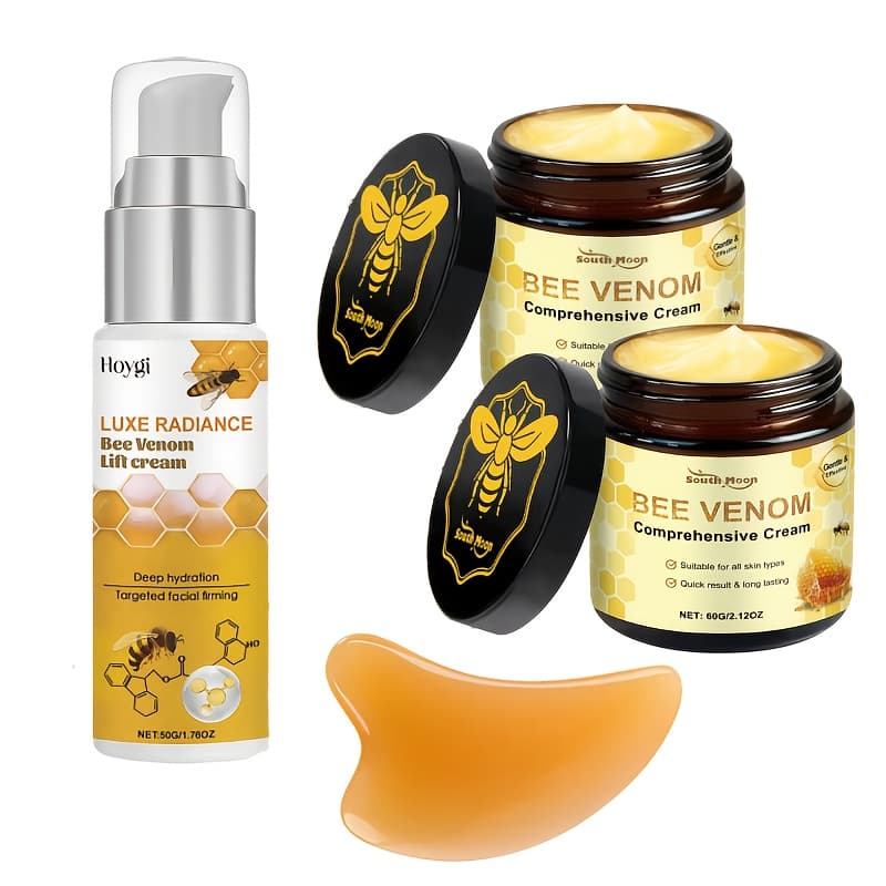 TEMU 3pcs Of Bee Venom Combination Set - With Board - Containing Collagen, Honey And Retinol, Massage And Lift The Facial And Neck Skin, Making The Light Beige Skin . Women' Products Are Holiday Gifts