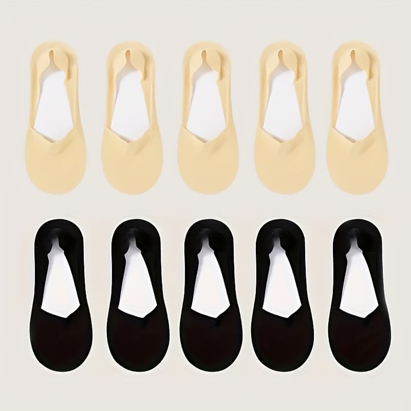 TEMU 10 Pairs Of Ultra- Shallow Mouth Invisible Boat Socks Cool In Summer, Anti Slip And Sweat Absorbing Breathable Short Socks, High Heels And Socks