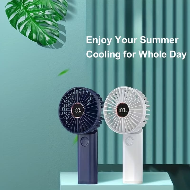 TEMU [intelligent Cooling] Led Handheld Fan | 5-speed Wind Speed | Foldable Ultra | Camping Desk Portable Companion
