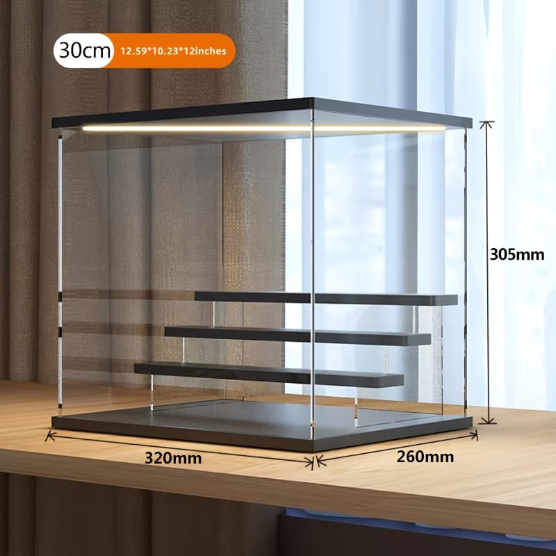 TEMU Acrylic Ladder Display Stand With Lights With 3 Tiers And Rgb Dimming, Clear Organizer Ladder Cabinet For Collectible Toys, Statues And Decorations, Usb Powered, Black, Ideal For Christmas Gifts