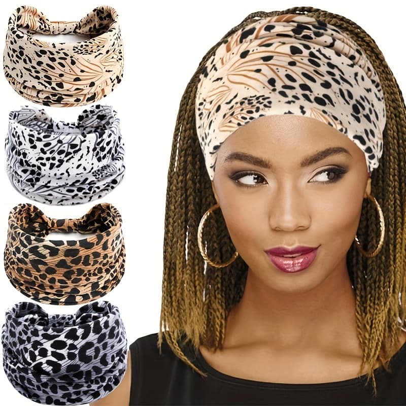 TEMU 1/4pcs Fashion Leopard Print Wide Women's Outdoor Sports Hair Ties, High Comfortable Yoga Sports Headbands, Daily Decorative Hairbands