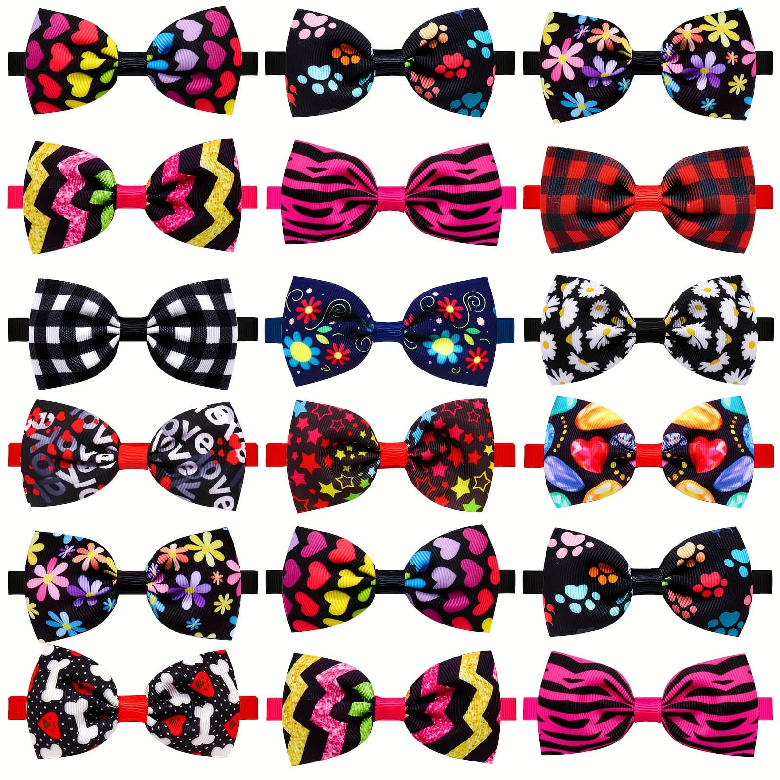TEMU 10pcs Random Assortment Fashionable Pet Bow Ties, Exquisite , Adjustable Pet Bow Ties For Dogs And Cats, Grooming Accessories