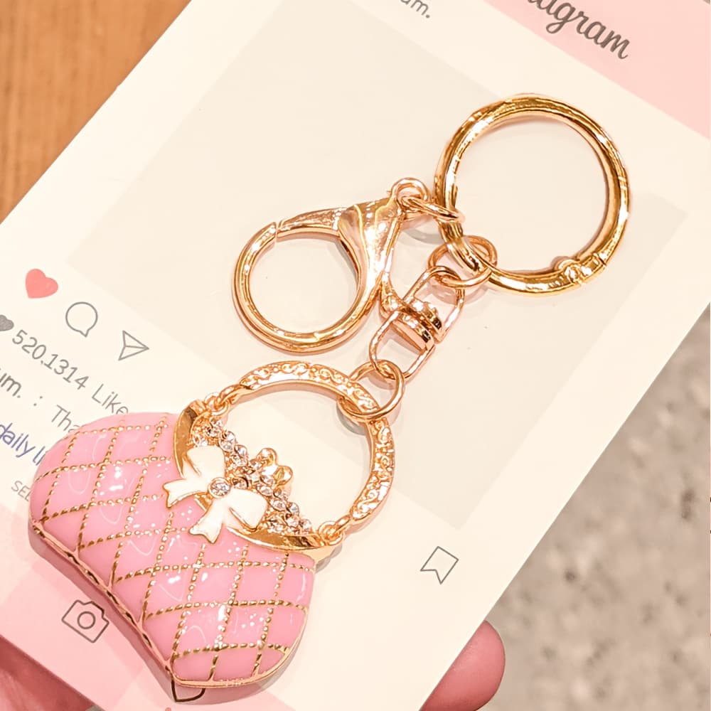 TEMU 1pc Bow Keychain - Alloy, Lobster Clasp Charm For Women's Bags & Car Keys - Perfect Gift For Her