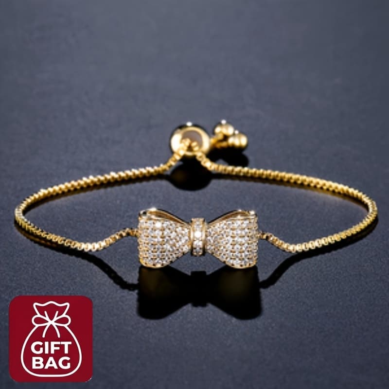 TEMU Bow Light Luxury Small Inlay Chain Bracelet(with A Gift Bag) For Women Bracelet Daily Versatile Hand Ornament