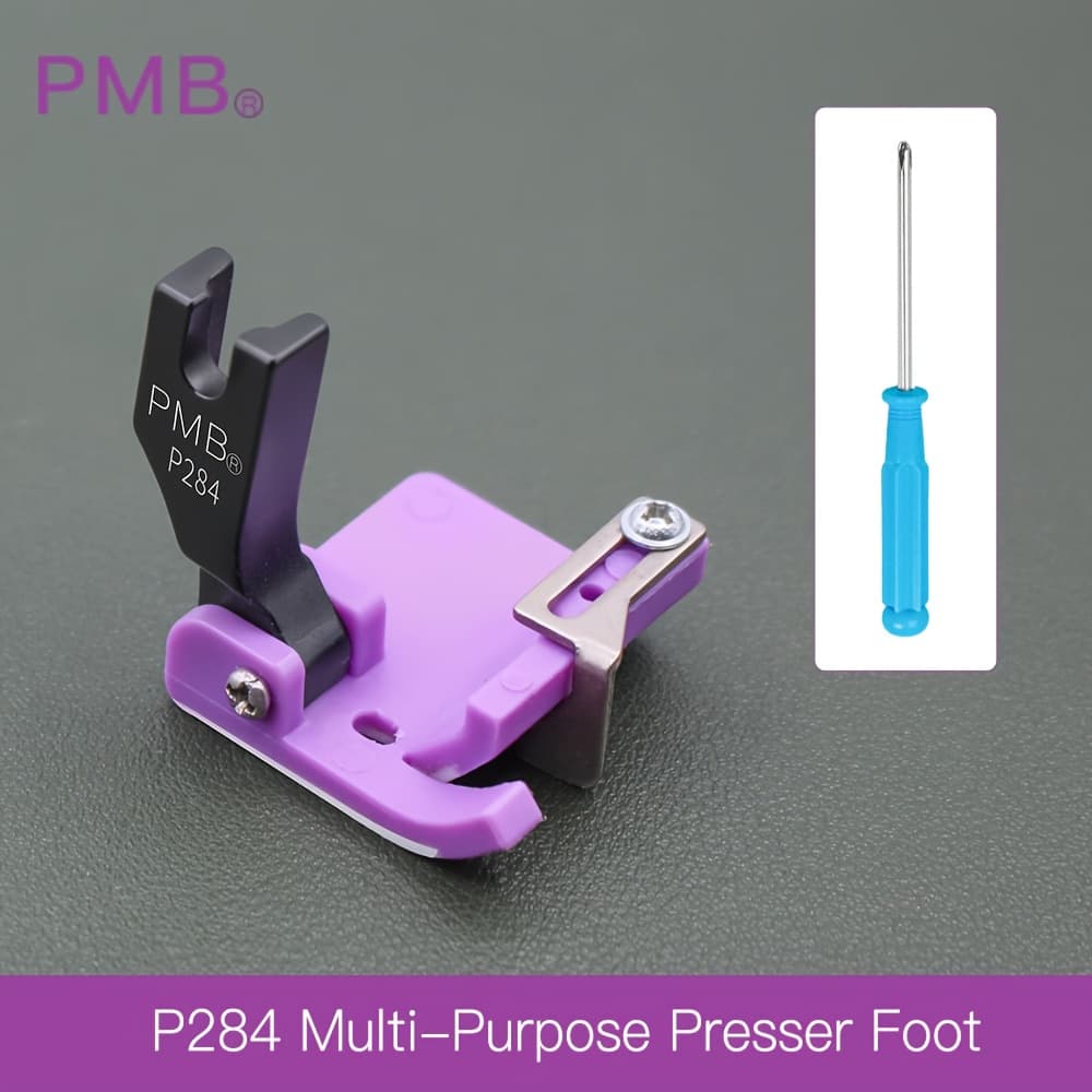 TEMU P284 Purple Multifunctional Adjustable Presser Foot Is Thickened And Wear-resistant, Featuring A Double-layer Base Plate For Edge Positioning And Rolling, Suitable For Flat Sewing Machines