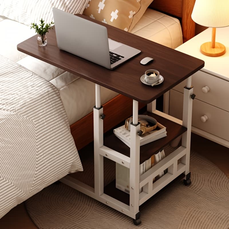 TEMU 3-tier Overbed Table On Wheels, Adjustable Height Rolling Hospital Bed Desk With Locking Brakes, Stable Mobile Bedside Table For Eating, Working, Of Bedridden Patients & Elderly