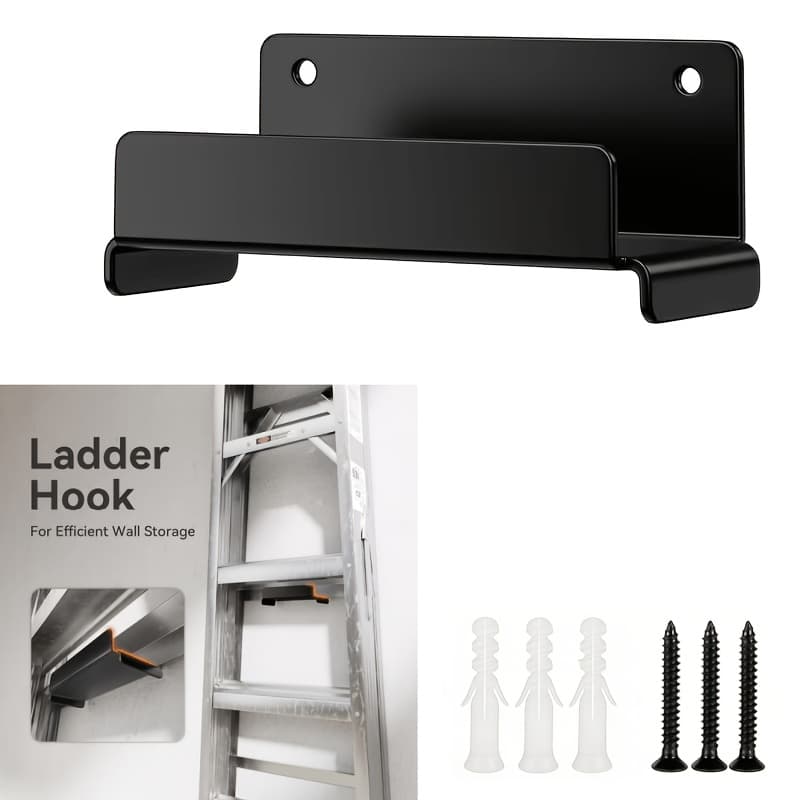 TEMU Garage Wall Ladder Hook, 1pc Heavy-duty Wall-mounted Storage Hook, Suitable For Ladders, Chairs, And Patio Furniture, Compatible With Step Ladders And , For Garage Organization And Storage Racks