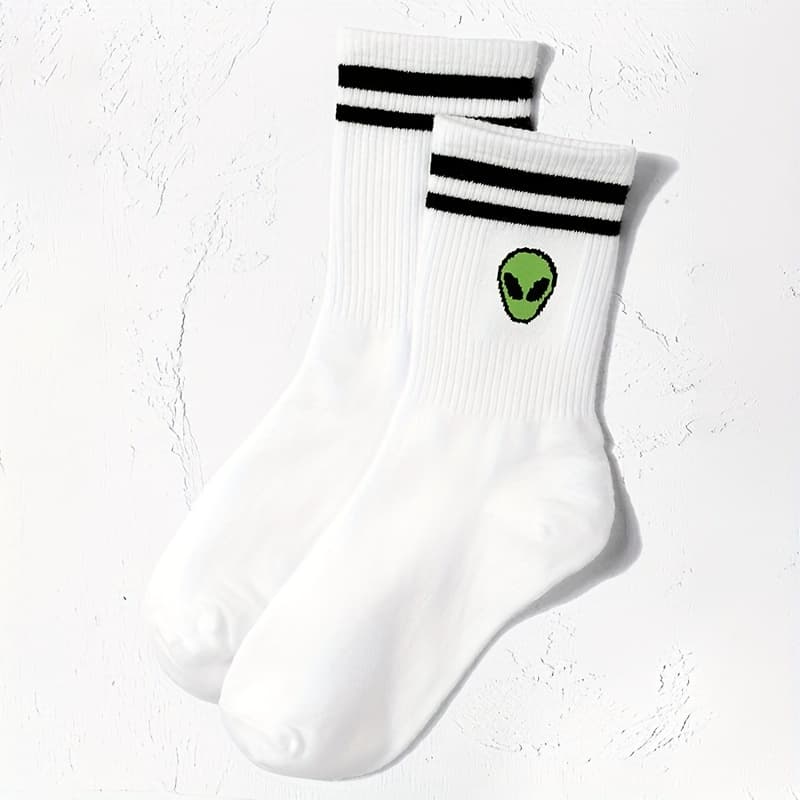 TEMU 1 Pair Of Men's Socks With Double Bars, Sports, Mid-tube Socks, Black, Casual, Fashionable, Trendy, Versatile Men's Long Socks