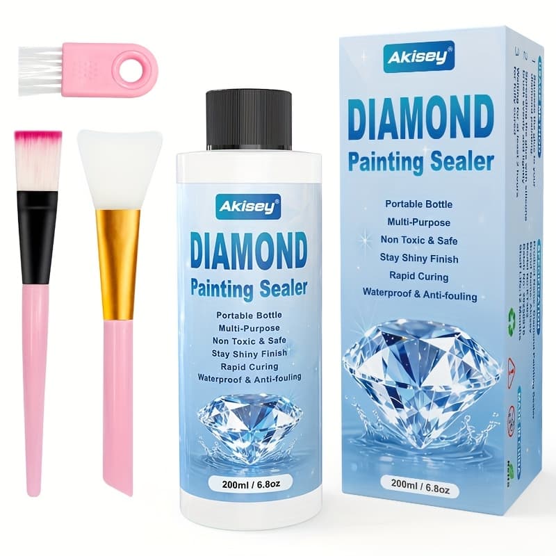 TEMU 200ml/6.76oz Waterproofing Agent For Diamond Painting, Includes 3 Brushes, Suitable For 5d Diamond Painting And Jigsaw Puzzles, Ideal For Fixing And Glitter Effects