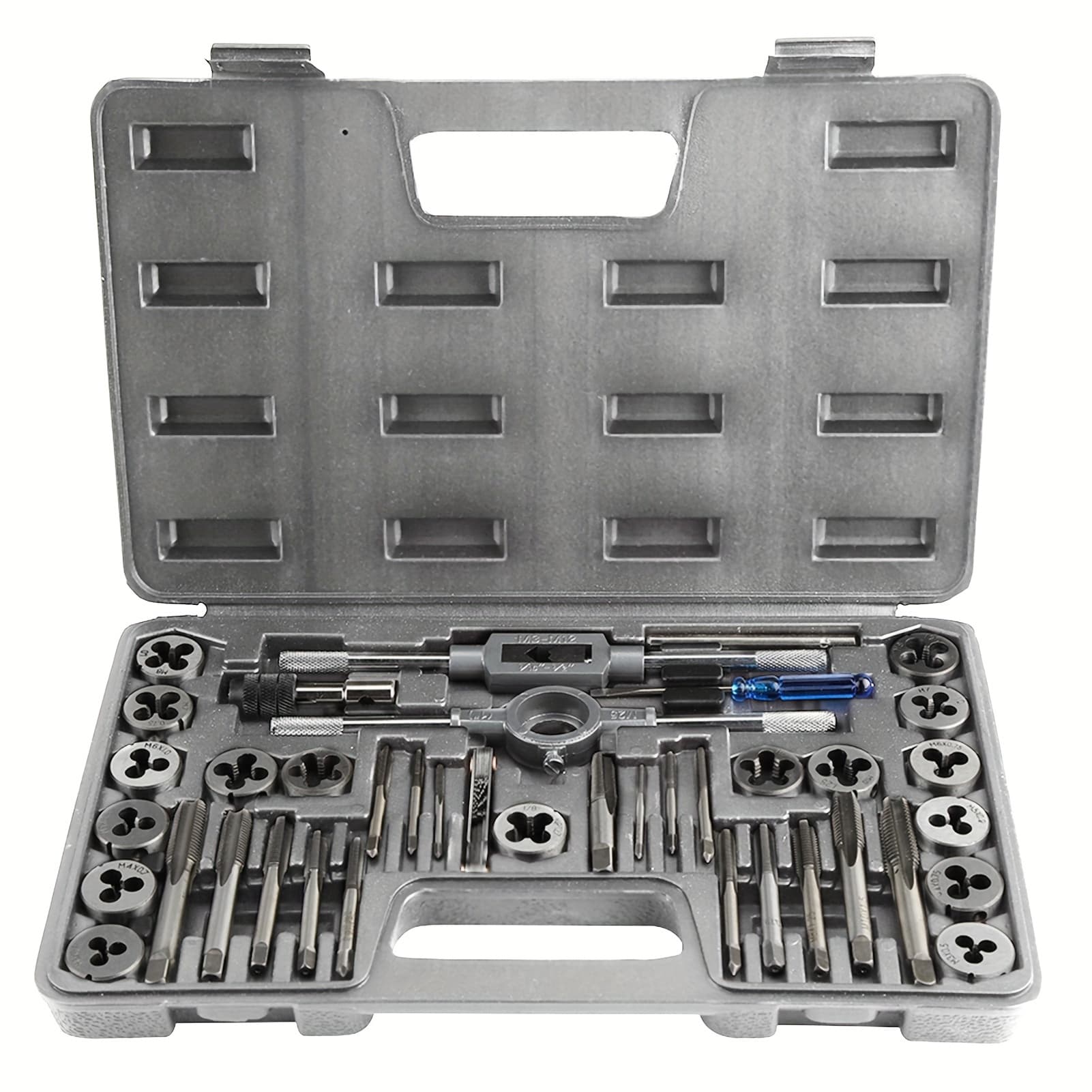 TEMU 40pcs Tap And Die Set Featuring Bearing Steel Tools, For External And Internal Threads, Complete With All Necessary Additions And Storage, Designed For The Metric System