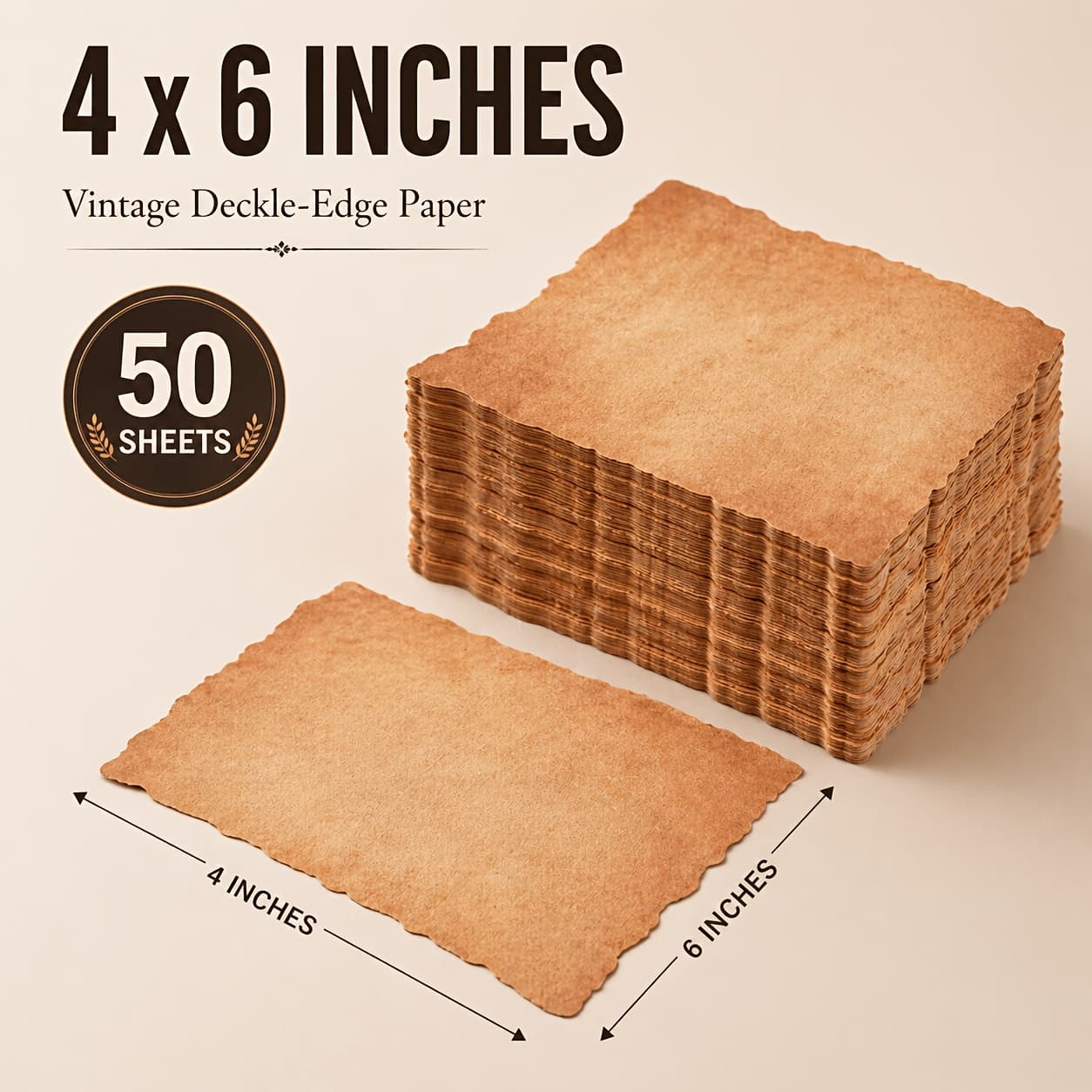 TEMU 50pcs Retro Style Blank Paper Sheets, 4 X 6 Inch Yellow Parchment-look Edge Decorative Craft Paper For Writing Printing Invitations Greeting Cards Journaling Crafts