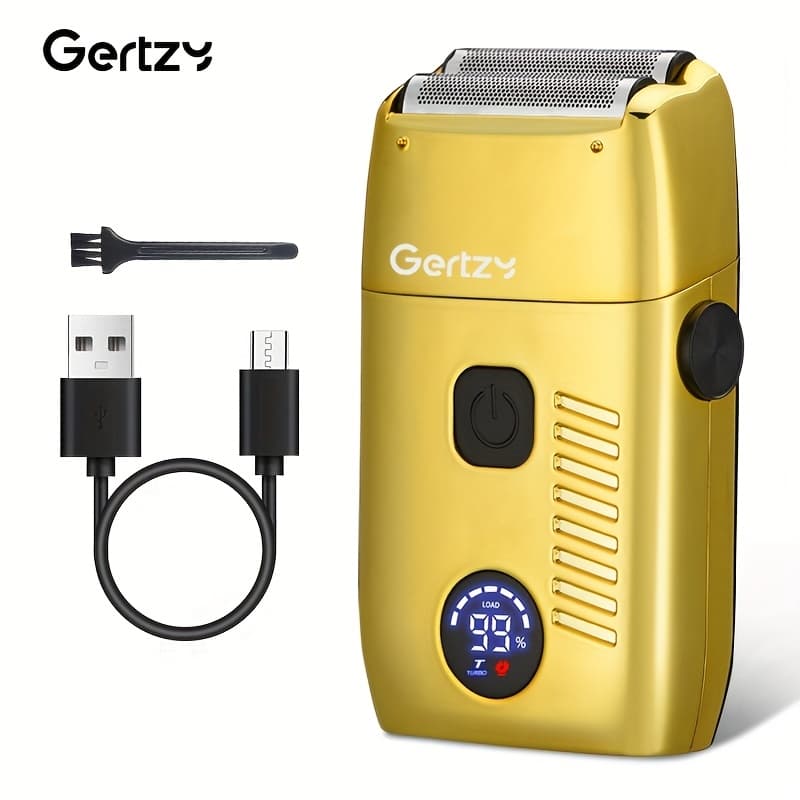 TEMU Golden Electric Shaver With Built-in Usb Interface Display Function, High-end And Color, Essential For Home And Travel, Simple And Convenient To Carry, A For Gift
