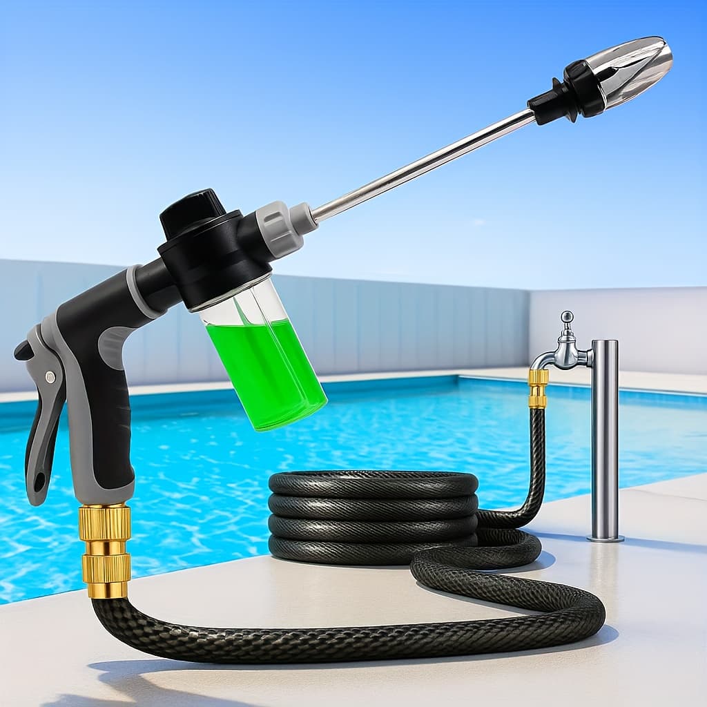 TEMU Heavy Duty Pressure Washer Gun, 10-function Nozzle With Thickened Metal Body And Anti-rust Brass Tip, Leak-proof Quick Connect Adapter (3/4" & 1/2" Inch), Ideal For Car, Yard, Driveway Cleaning