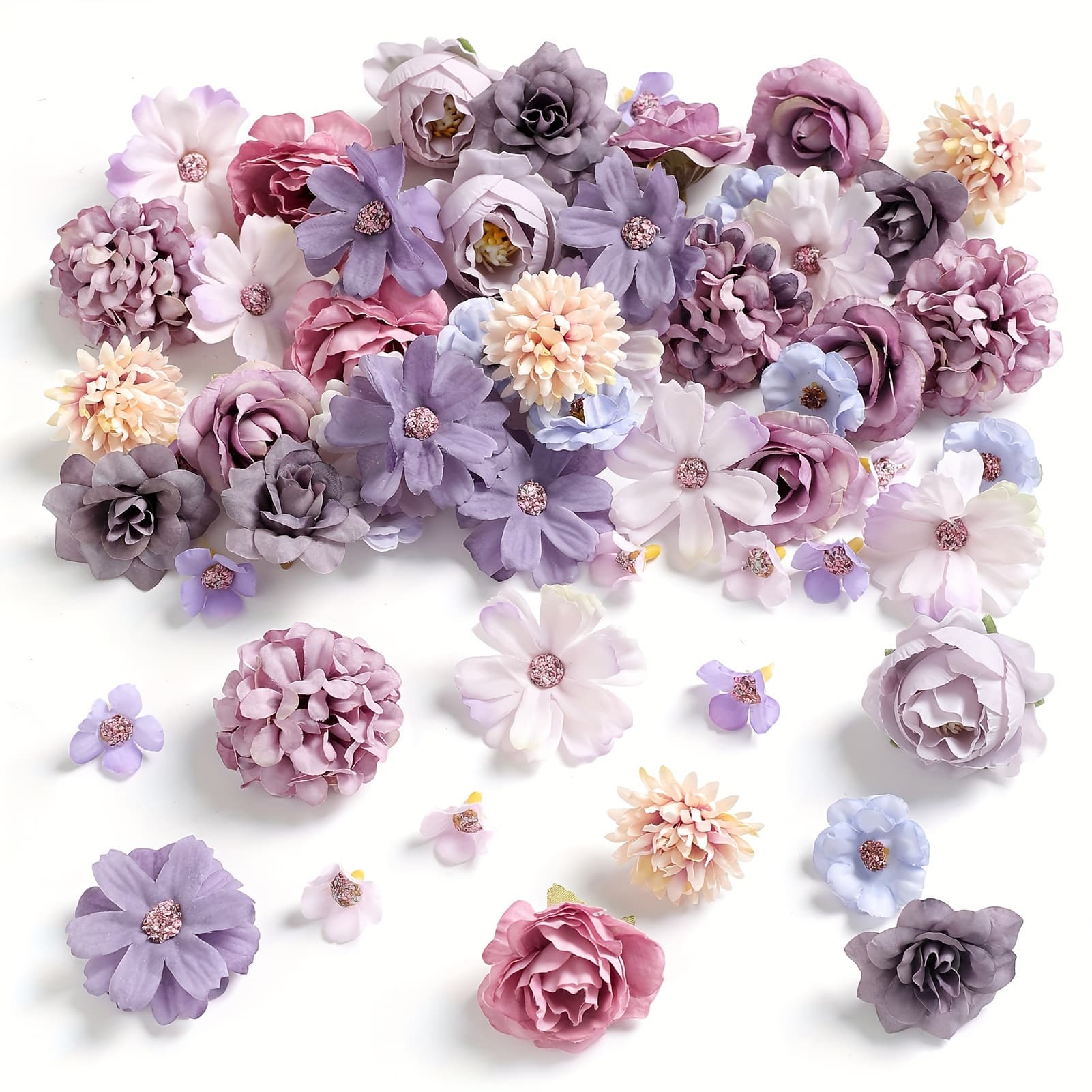 TEMU Faux Flower Heads Mini Purple Artificial Flower Heads Fake Peony Flowers Multicolor Small Silk Daisy Flower Heads For Craft Garland Wedding Party Decoration 2-4 Cm(purple)