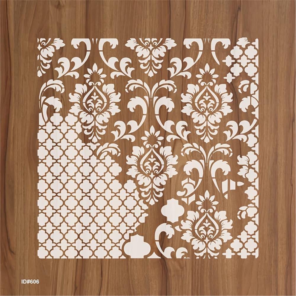 TEMU Elegant Style | Damascus Flower Pattern Plastic Template For , Painting, And Embossing - 30cm X 11.8 Inches, Reusable Handmade Template For And Projects