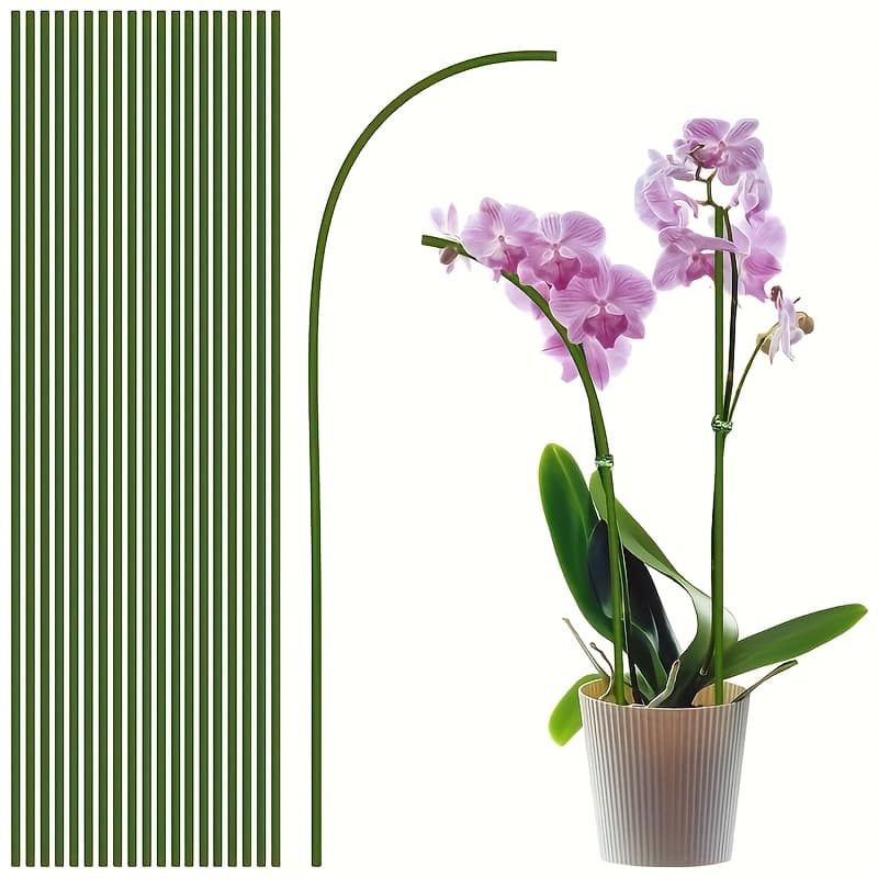 TEMU [ Support] Green Plant Support Sticks - 10pcs, 18.0 Inches - Ideal For Indoor & Outdoor Plants
