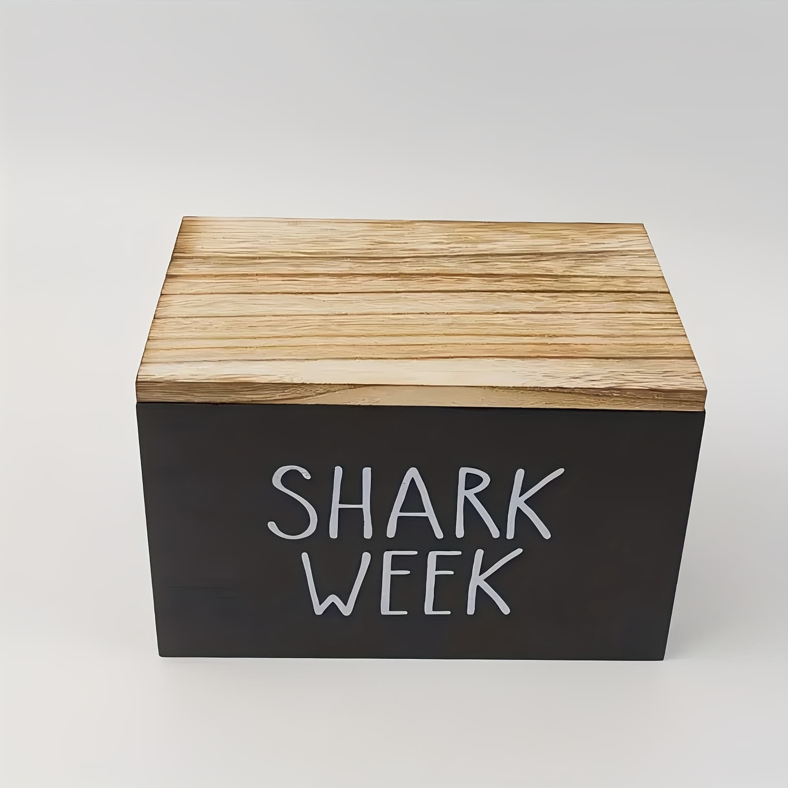 TEMU Shark Week Wooden - Sturdy, Versatile Bathroom Storage Container For Swabs,, And More - Durable, And Easy To Clean Organizer With Festive Theme, Storage Boxes For Organizing