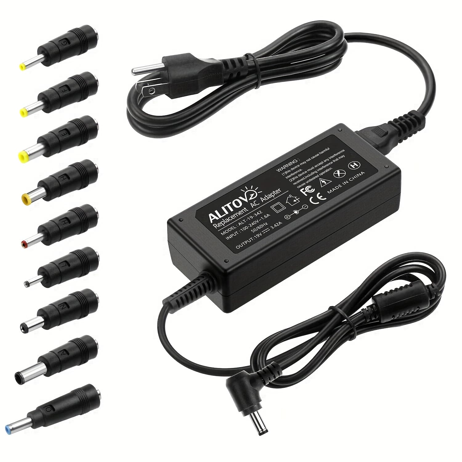 TEMU Alitove 19v 3.42a 65w With 9 Adapters, Adapter, Laptop Charger, Monitor Power Cord. Multi-interface Design Supports To Devices Such As Monitors, Laptops, And Audio Equipment