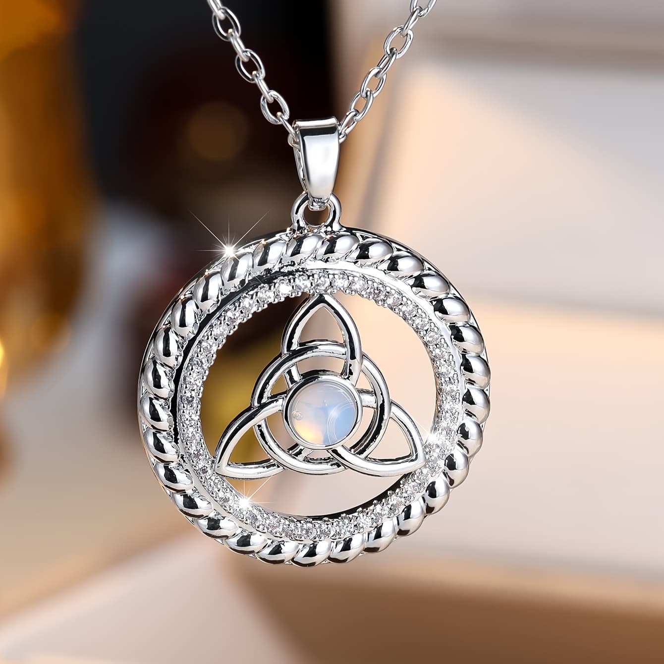 TEMU Celtic Knot Geometric Pendant Necklace