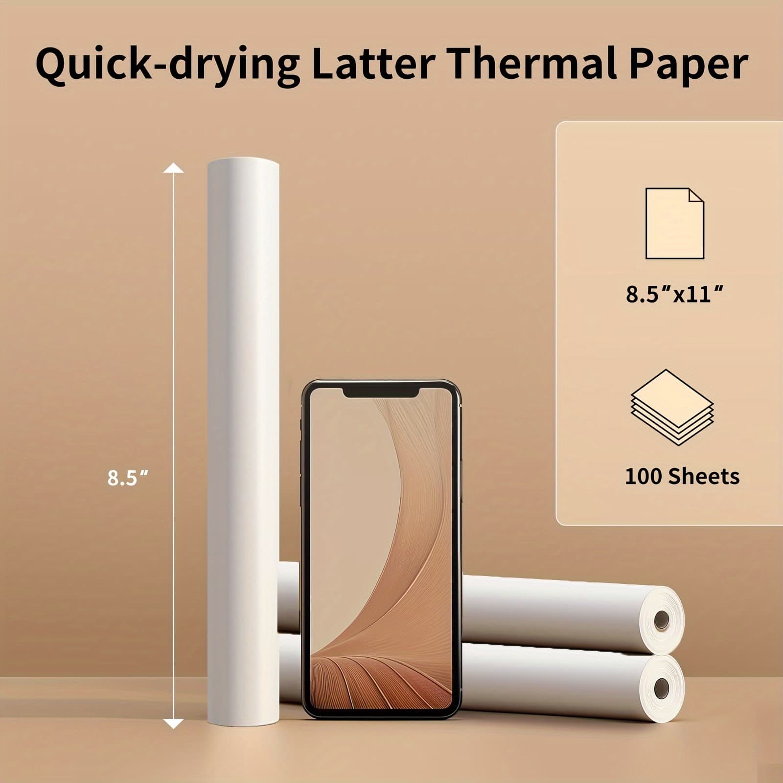 TEMU A4 Quick-dry Thermal Paper For Portable Printer, Thicker And Is To Make The Printing Quality Better, 3/6 Rolls, Multipurpose Thermal Paper For Thermal Printer