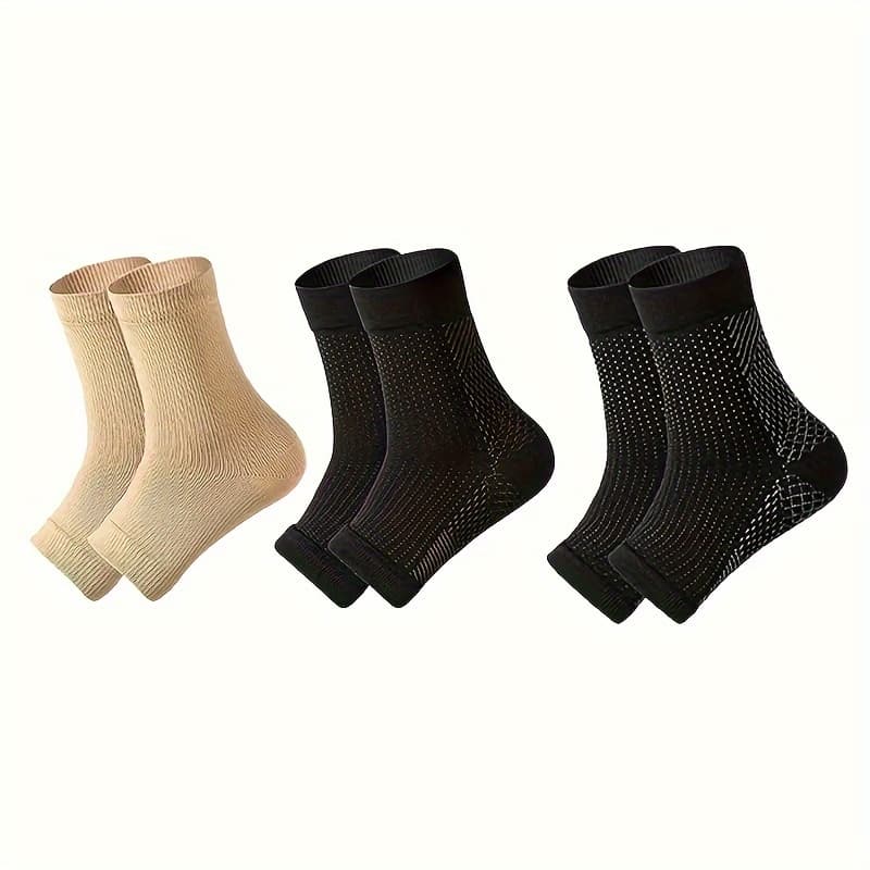 TEMU 3 Pairs Ankle Compression Sleeve, Toeless Socks With For , Open Toe Compression Socks Surpprot Running Climbing Cycling