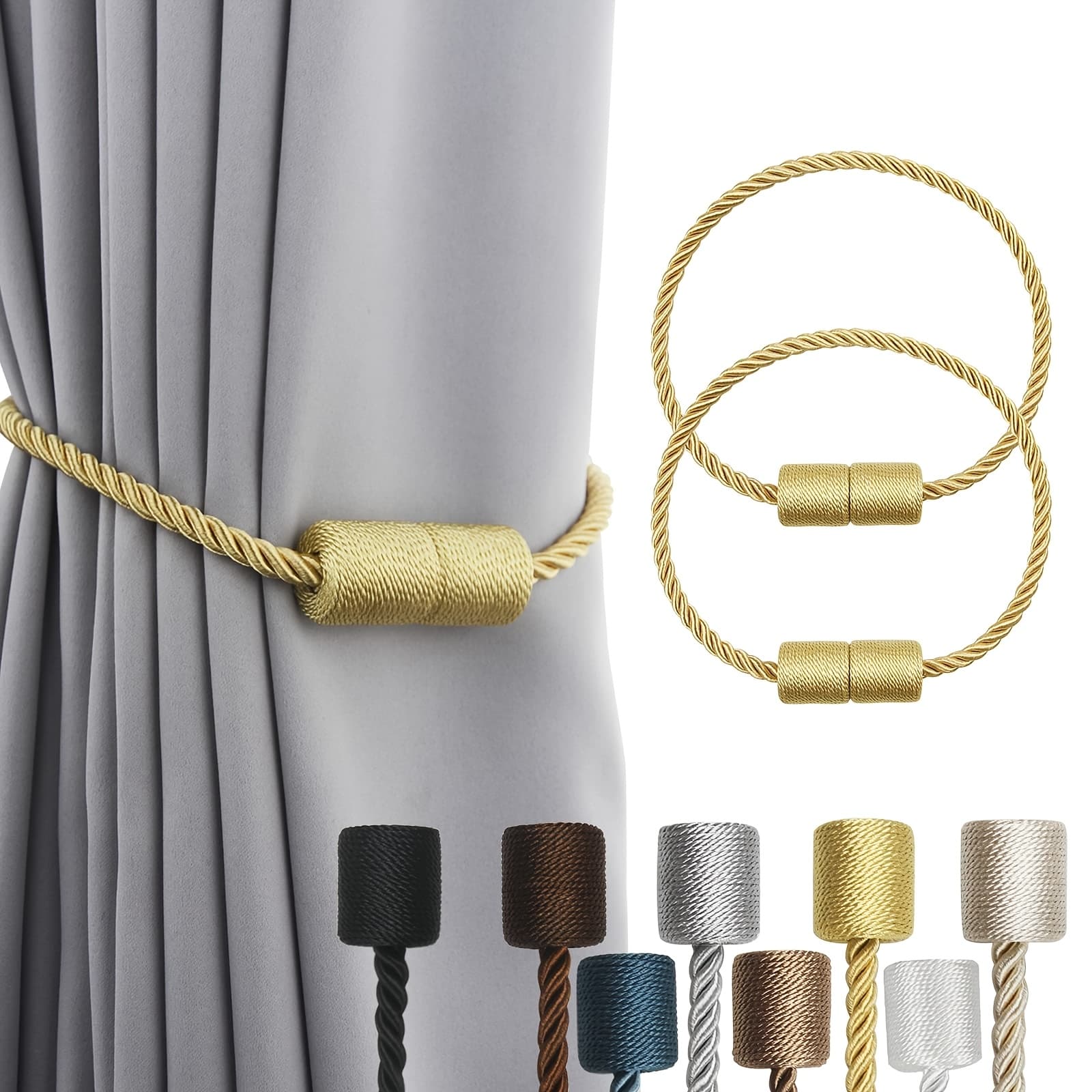 TEMU 2 Pack Magnetic Curtain Tiebacksoutdoor Elegant Decorative Tie Backs Modernrope Tiebacks For Drapes Window Curtainholdbacks For Draperies